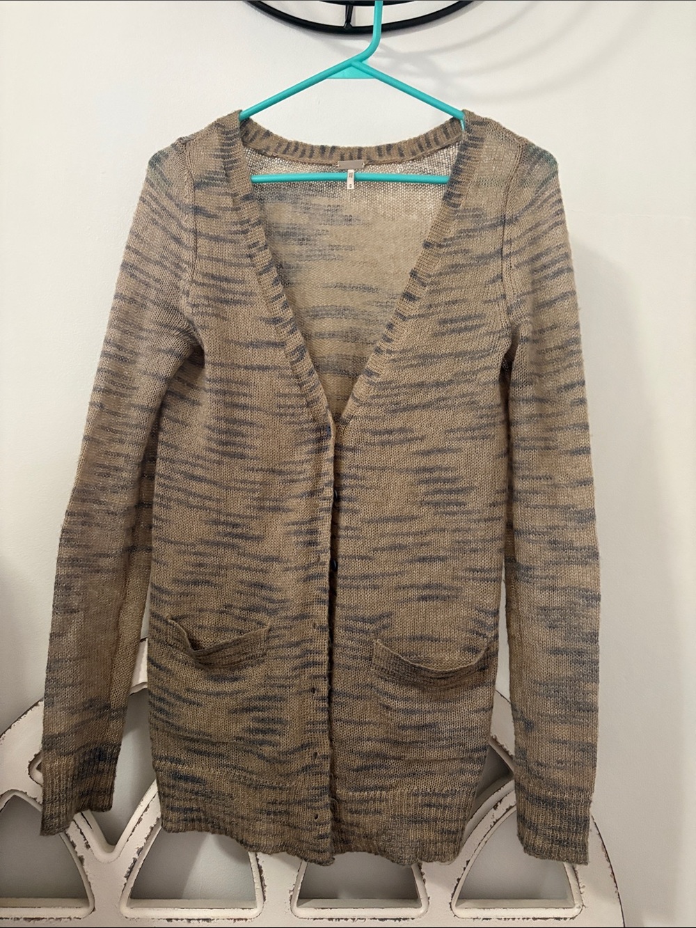 FREE PEOPLE BEACH Beige Marled Open-Front Women's Cardigan Sweater